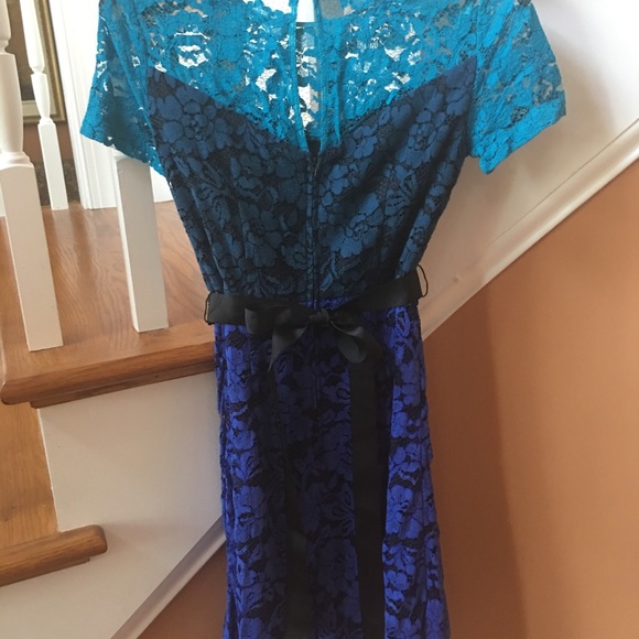 Belle Badgley Mischka sz0 Lace tricolor dress - Picture 8 of 10